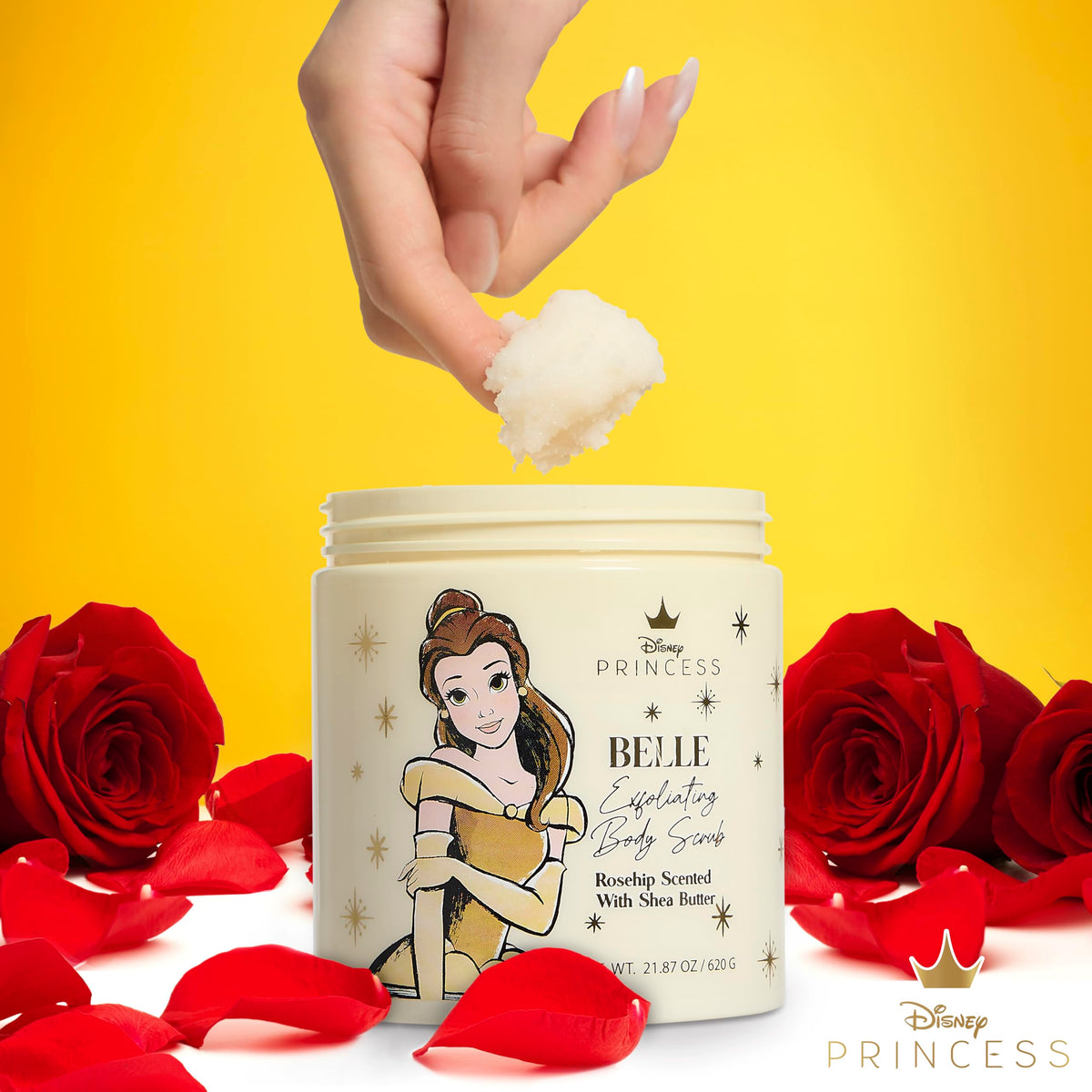 Belle Maison scrub applied to hand demonstrating smooth exfoliation
