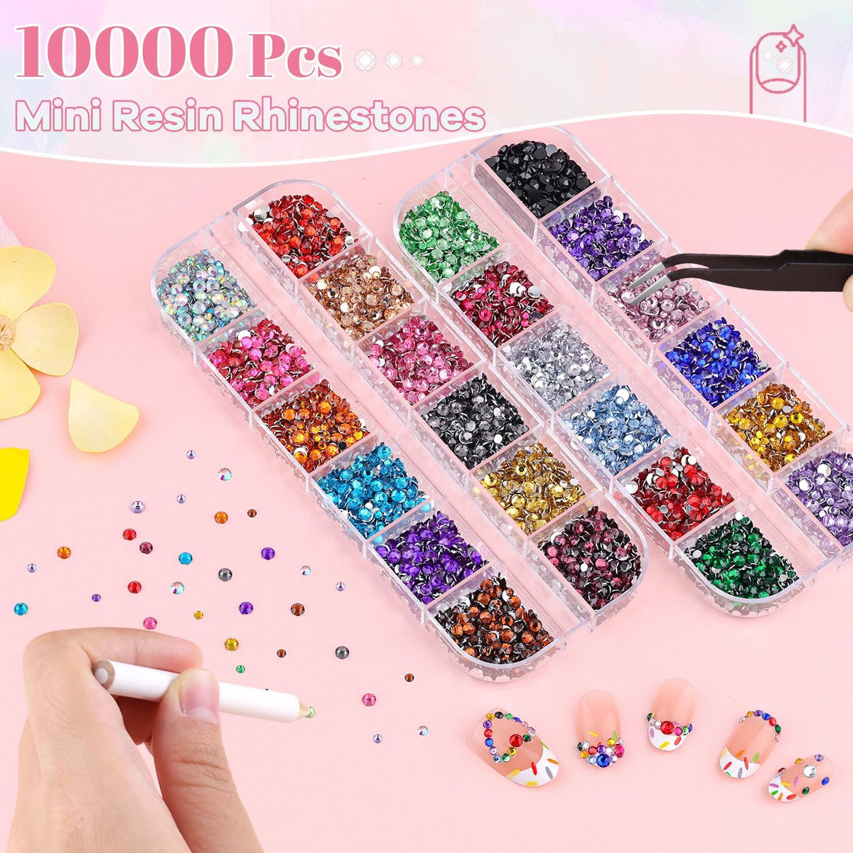BELLEBOOST close-up of resin rhinestone texture highlighting bright reflective finish