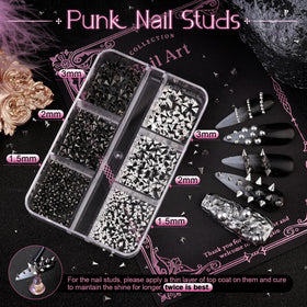 BELLEBOOST grid of flatback pearls and steel beads offering size variety
