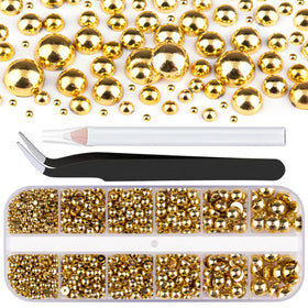 BELLEBOOST front box view showing organized gold pearls and lids, easy storage benefit