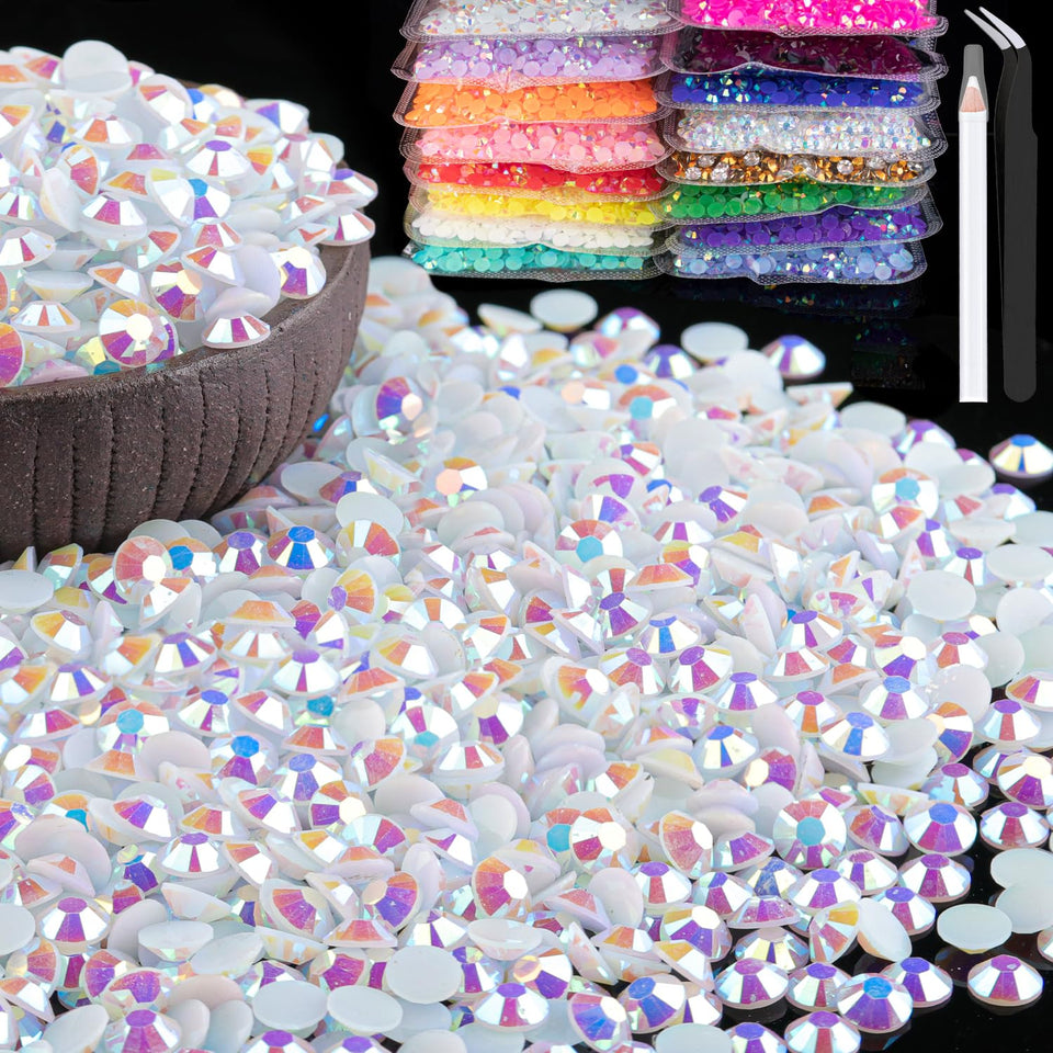BELLEBOOST front packaging showing 8000pcs bulk rhinestones and included tools for easy projects