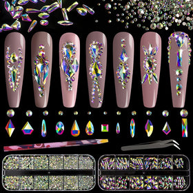 BELLEBOOST front packaging showing full iridescent rhinestone kit and tools