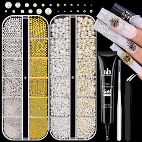 BELLEBOOST front packaging showing pearl and bead kit for versatile nail designs