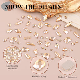 BELLEBOOST assorted 12 champagne gold shaped charms for creative nail designs