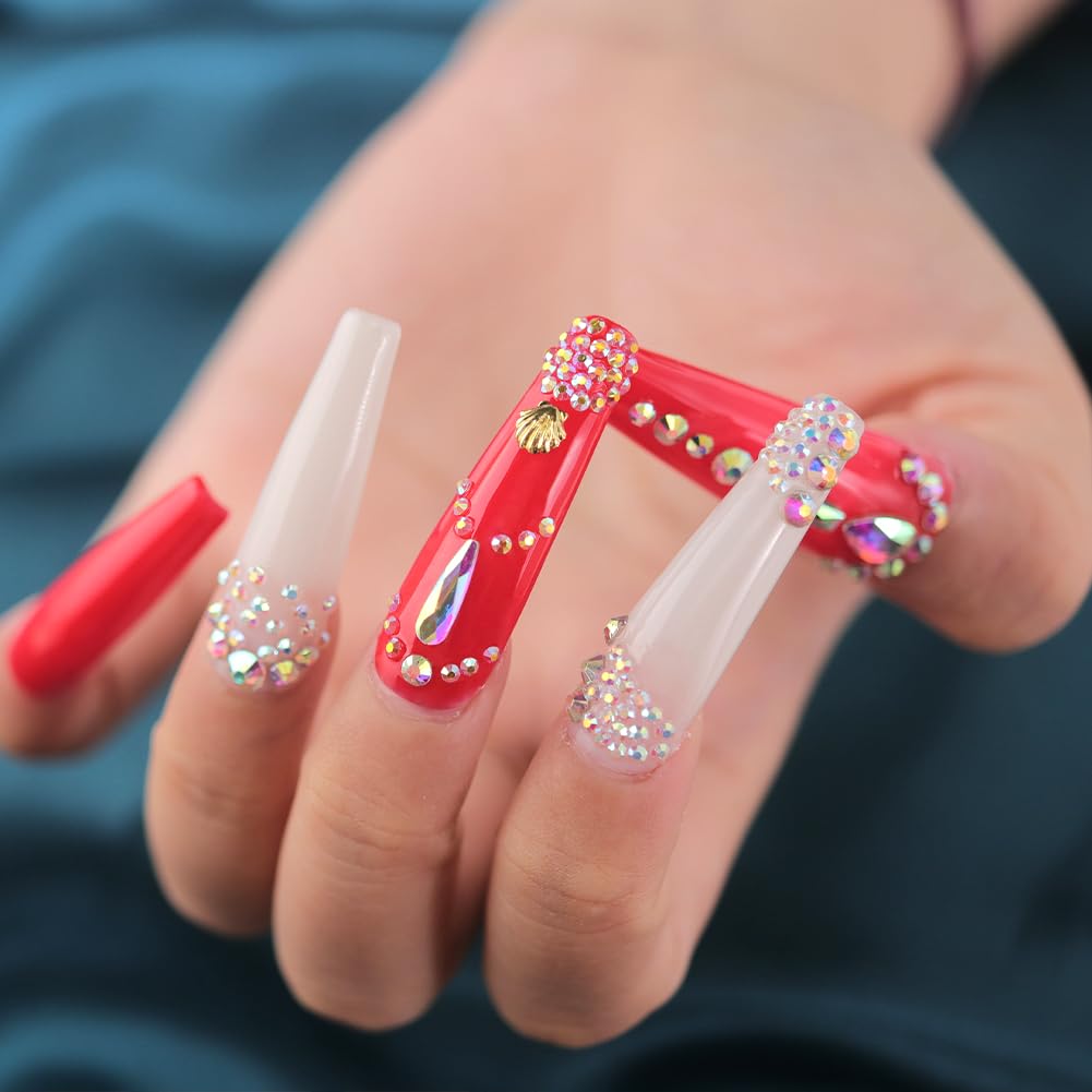 BELLEBOOST rhinestones applied on manicure, adding delicate long-lasting shine