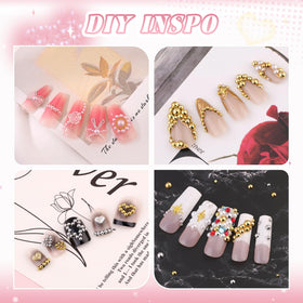 BELLEBOOST pearls applied on manicure demonstrating decorative focal and accent placement