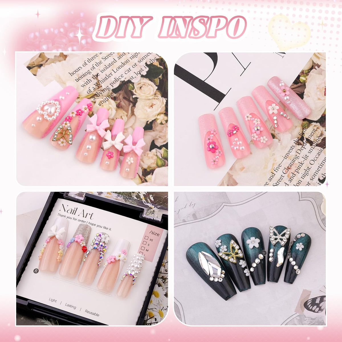 BELLEBOOST flatback white pearls displayed as flower centers for refined manicure accents