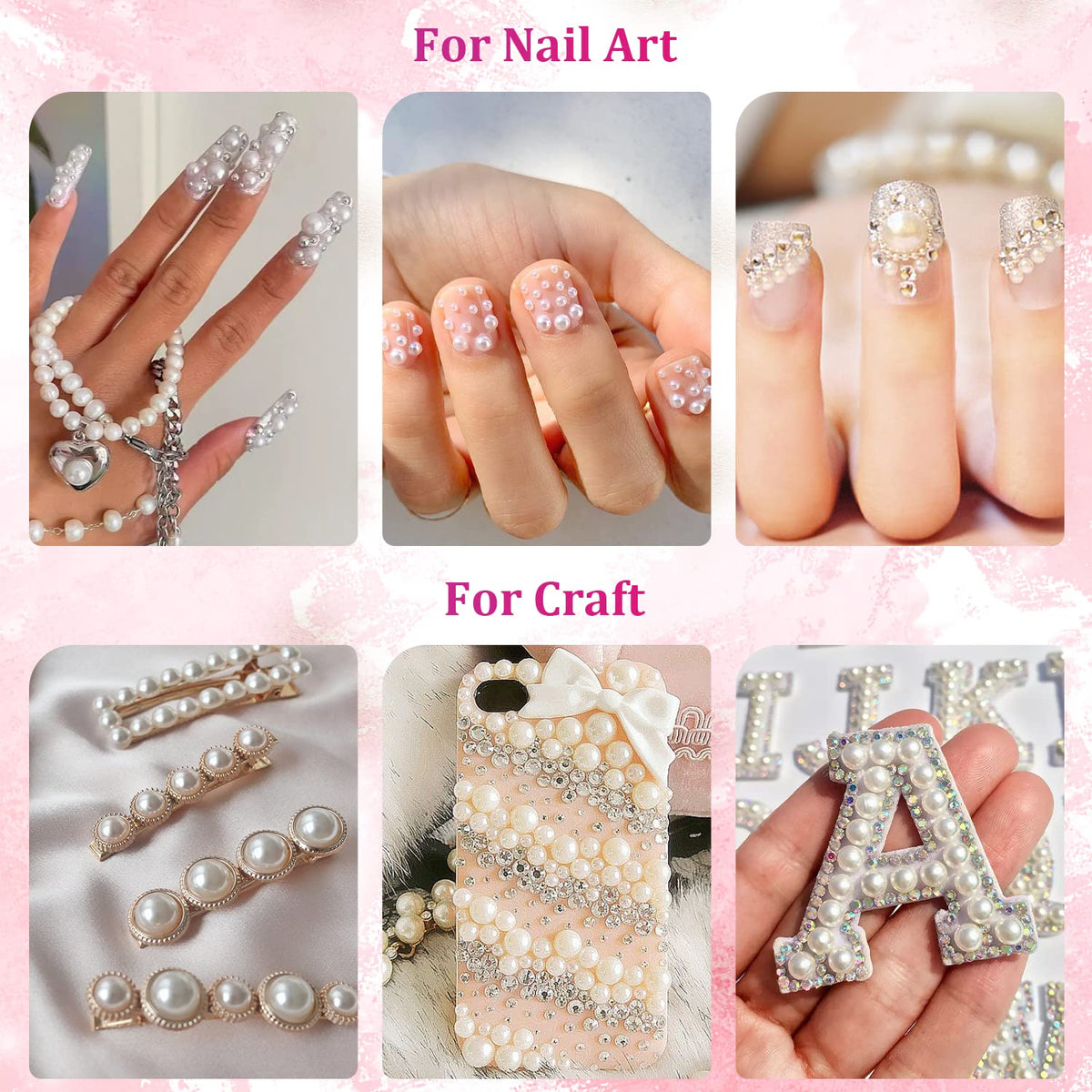 BELLEBOOST pearls applied on nails demonstrating decorative detail and lasting visual impact