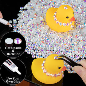 BELLEBOOST handful shows scale of 3mm gems highlighting large quantity for mosaics
