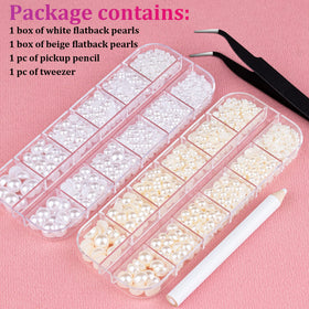 BELLEBOOST pearls next to a ruler illustrating size range 2mm to 8mm for proper scale selection