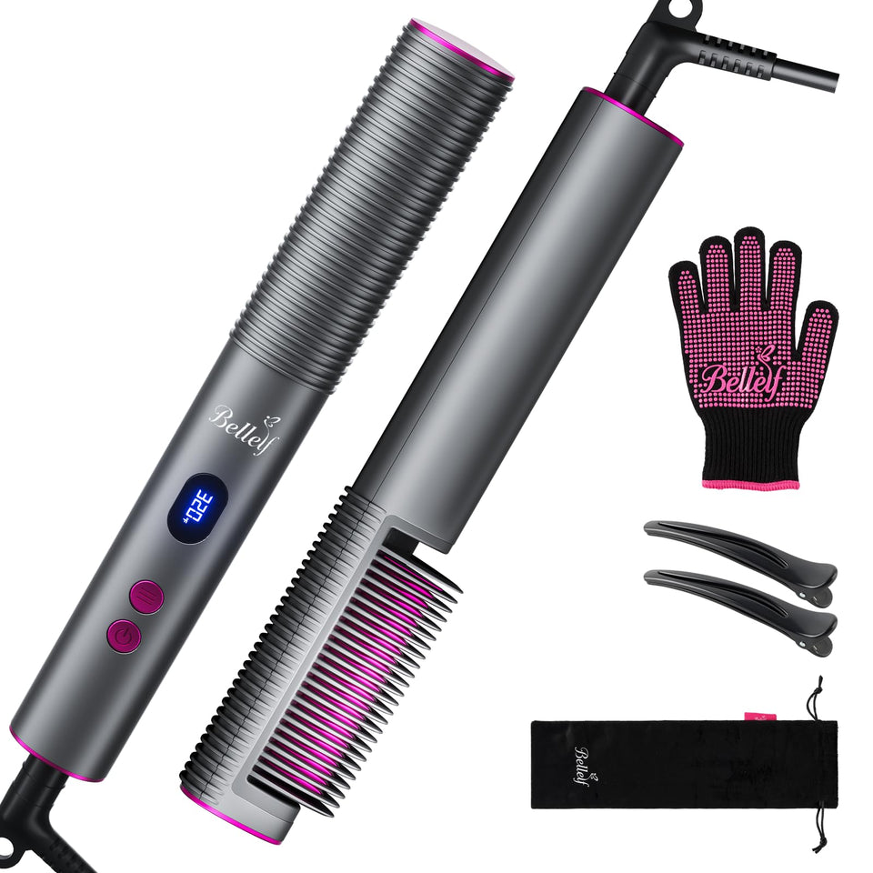 Bellelf front view showing brush body and sleek design for easy styling
