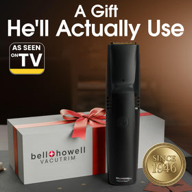Bell+Howell Vacutrim accessories including charging cable and combs