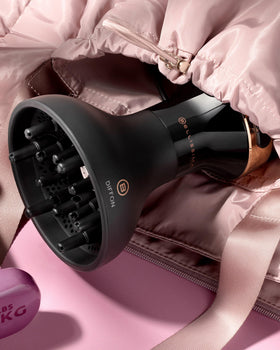 Bellissima ceramic Argan Oil label indicating gentler heat and added shine
