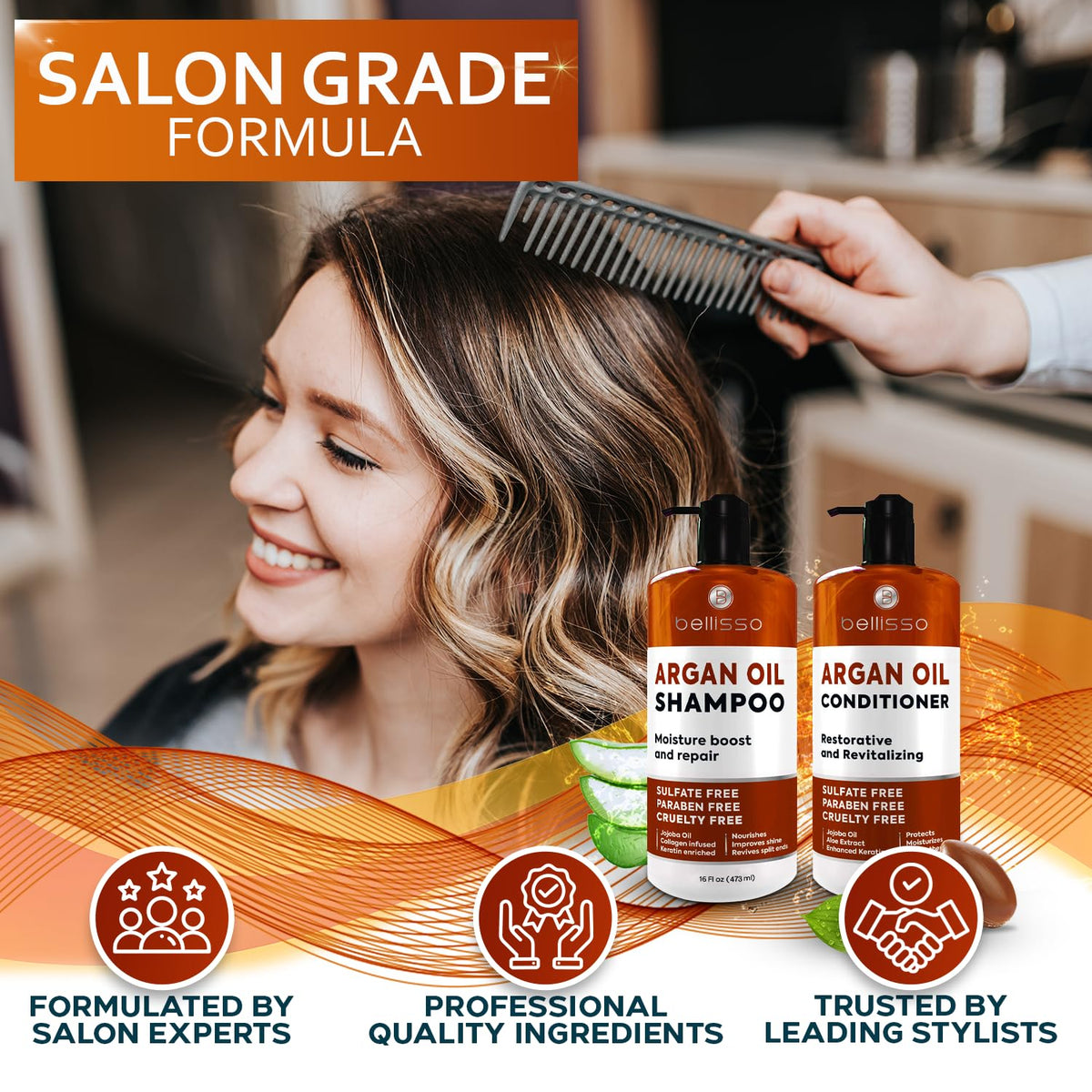BELLISSO conditioner applied to ends for smoother results