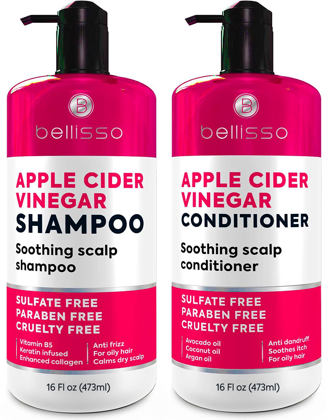 BELLISSO front packaging showing apple cider vinegar set for flake reduction