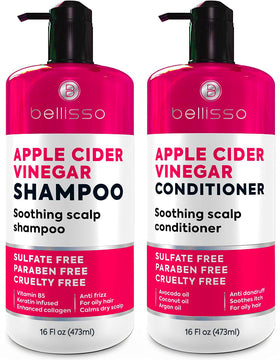 BELLISSO front packaging showing apple cider vinegar set for flake reduction