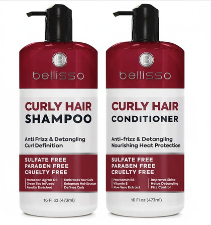 BELLISSO front packaging showing the curly set and delivering visible curl-definition benefits