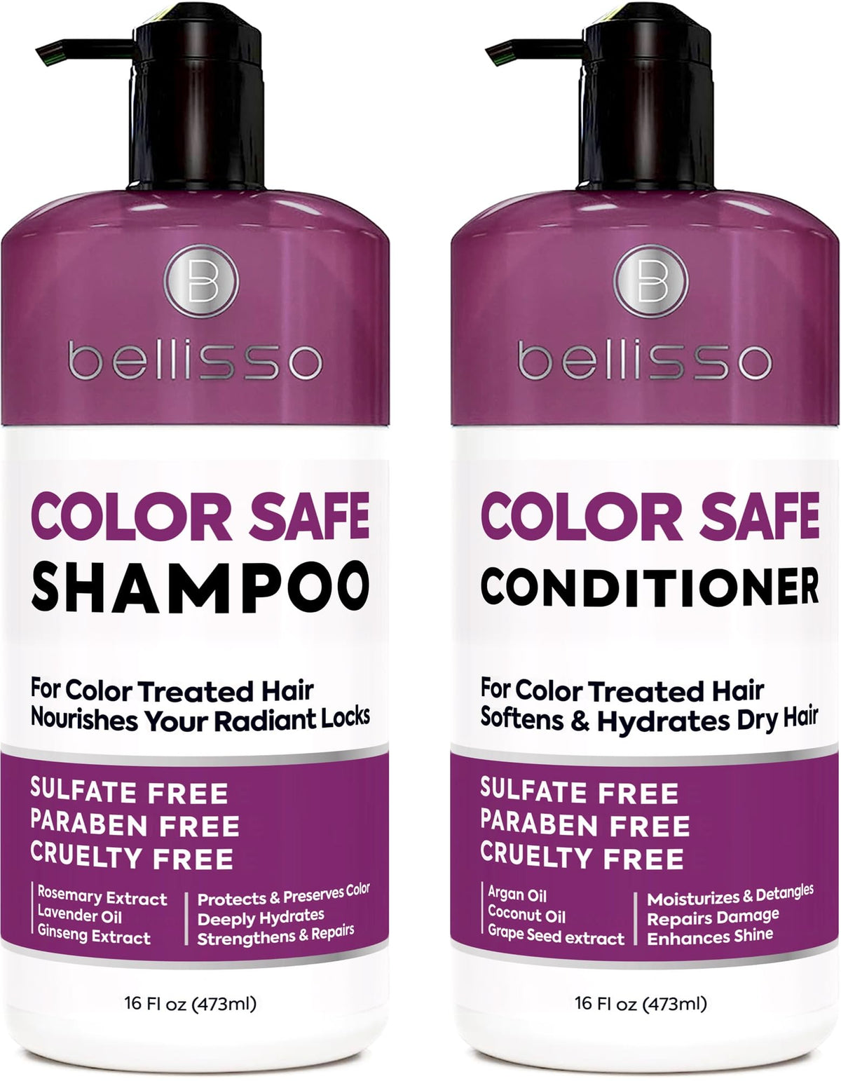 BELLISSO front packaging showing both bottles and brand benefits