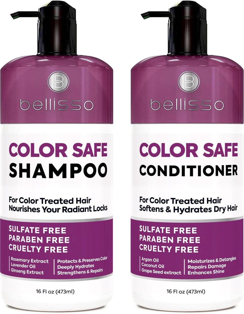 BELLISSO front packaging showing both bottles and brand benefits