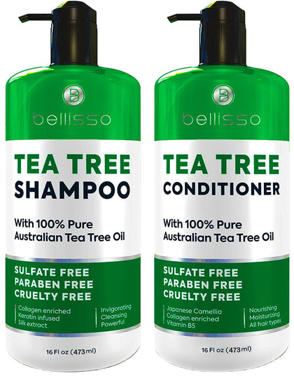 BELLISSO front packaging of shampoo and conditioner set showing product benefits