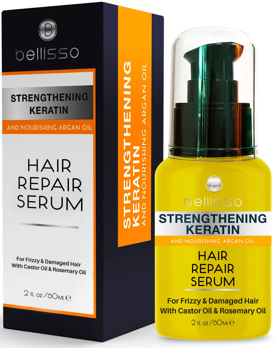 BELLISSO bottle front view showing brand and sleek packaging benefit shine