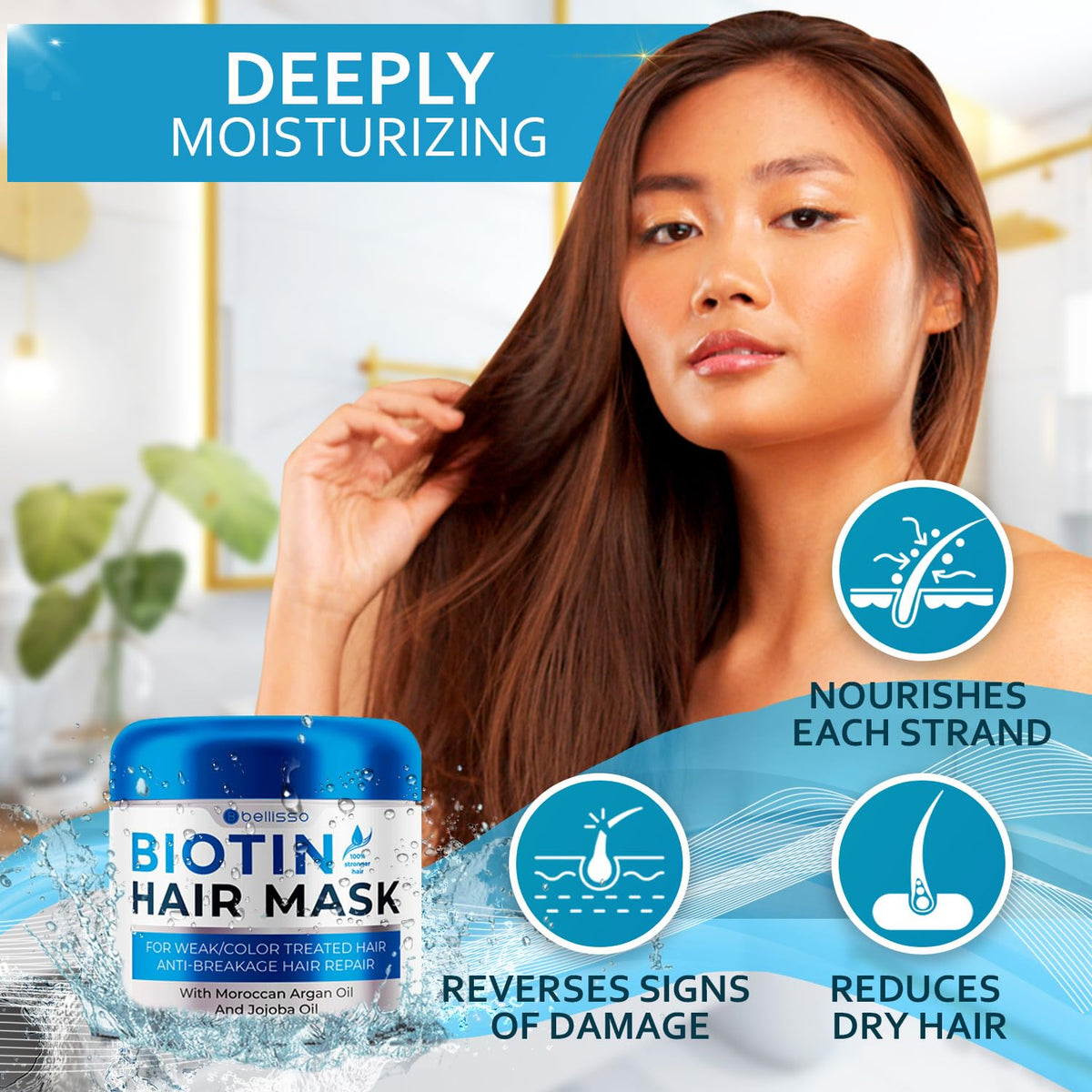 BELLISSO label close-up listing botanicals and repair benefits
