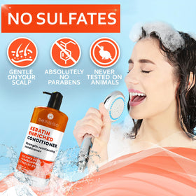 BELLISSO labeled ingredients panel, highlights sulfate and paraben free benefit