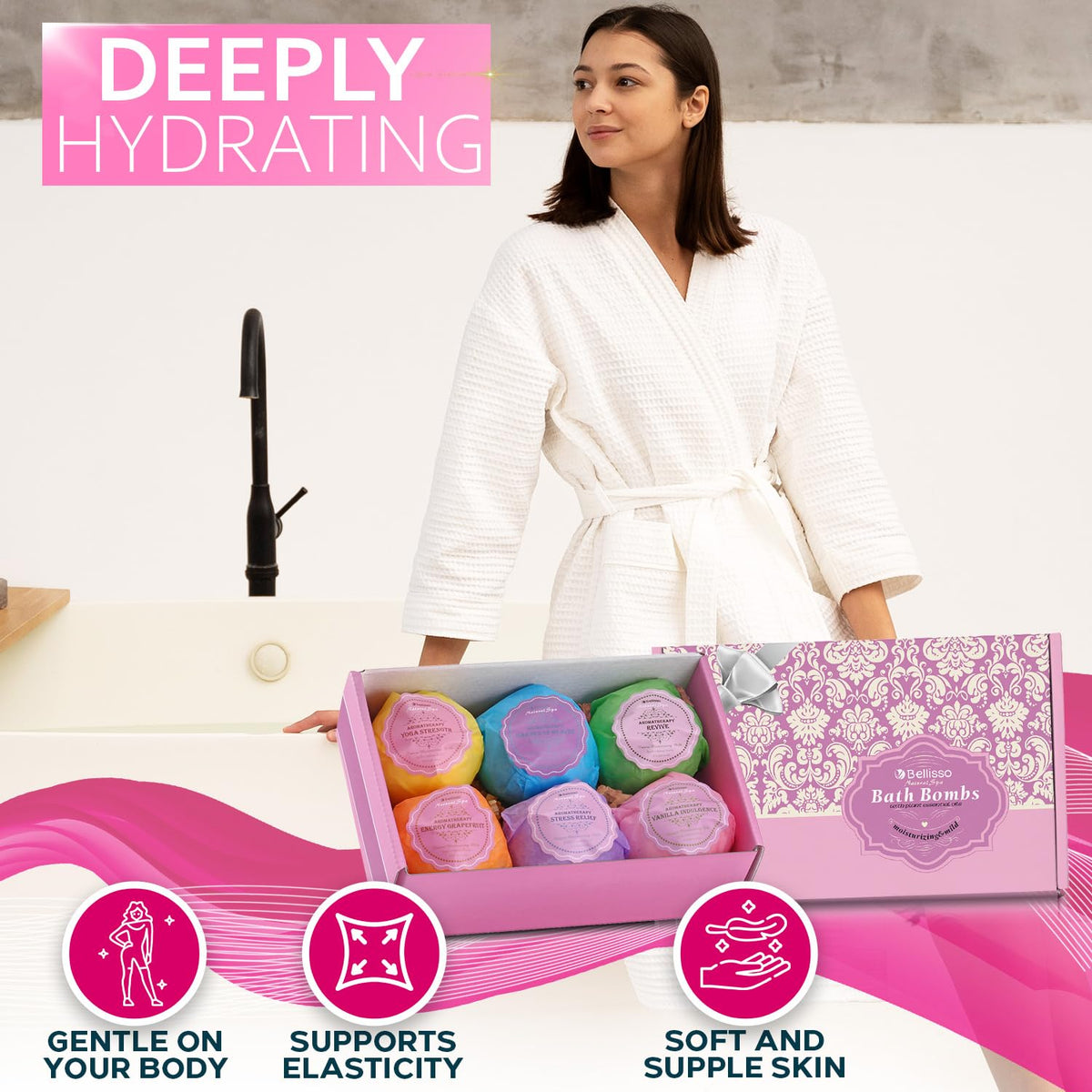 BELLISSO lifestyle bathroom scene suggesting calming gift idea