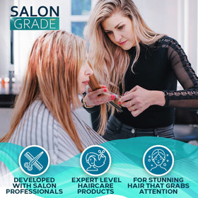 BELLISSO styled hair after use showing increased volume and shine