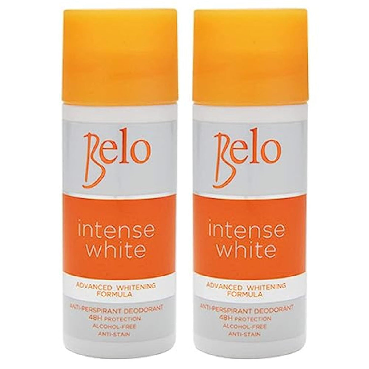 BELO front packaging showing compact 40ml whitening deodorant, travel-friendly benefit