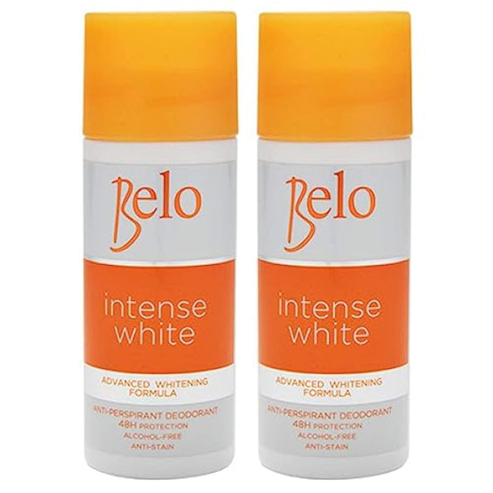 BELO front packaging showing compact 40ml whitening deodorant, travel-friendly benefit