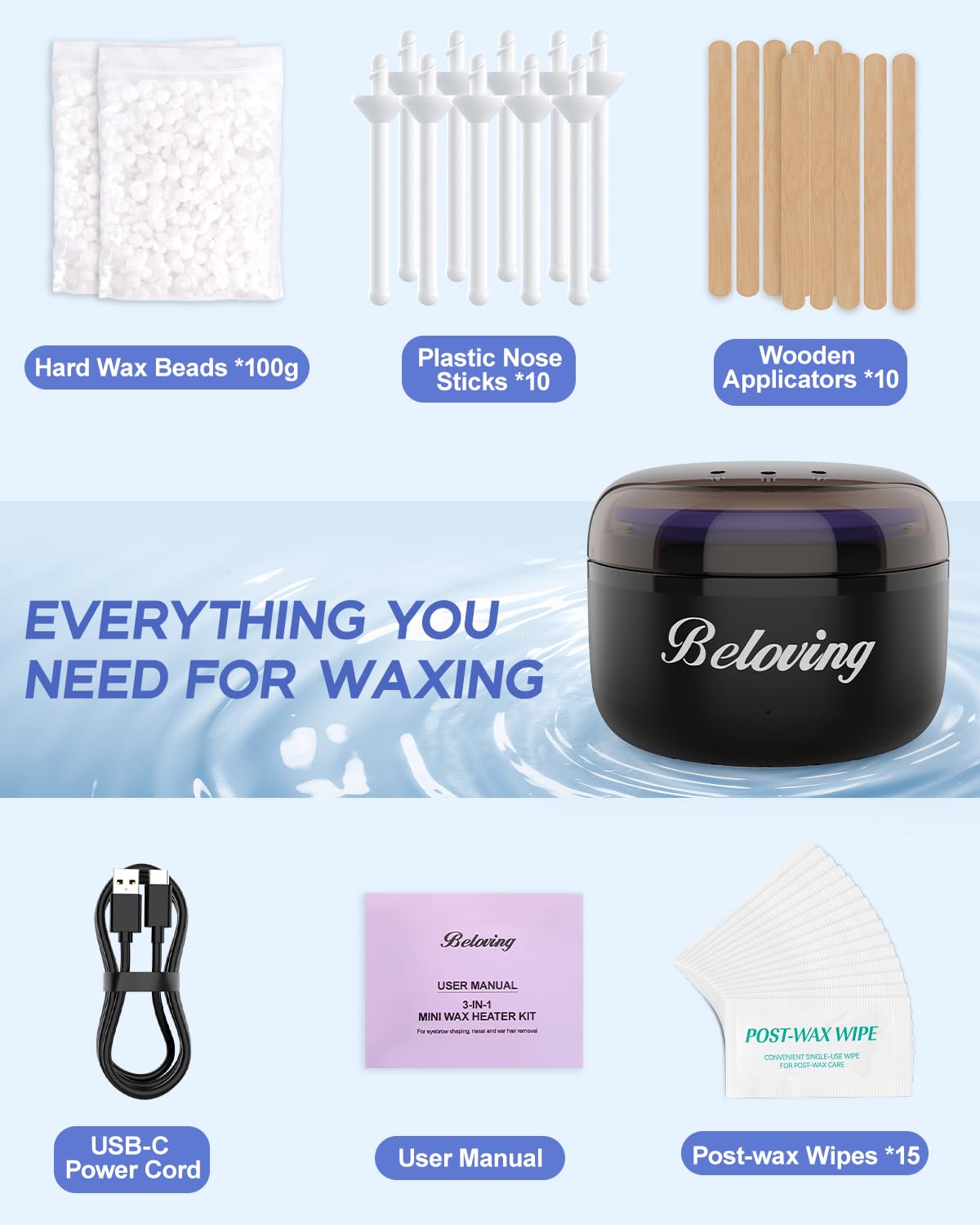 Beloving warmer held in hand to show compact size and portability for touchups