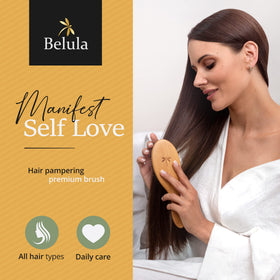 Belula close-up of boar bristles and nylon pins for gentle detangling