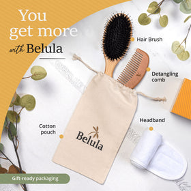 Belula brush held in hand to show size and ergonomic comfort