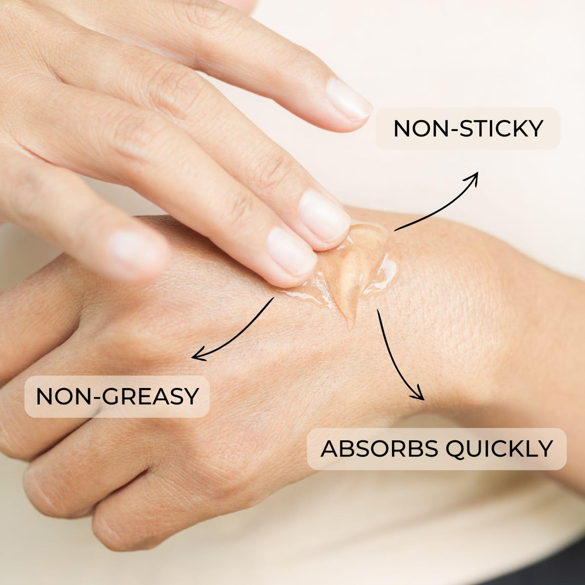 benatu applying gel to sunburned shoulder for soothing cooling relief
