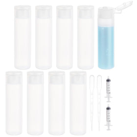 BENECREAT front view of 10-pack travel squeeze bottles showing compact set and labels for convenience