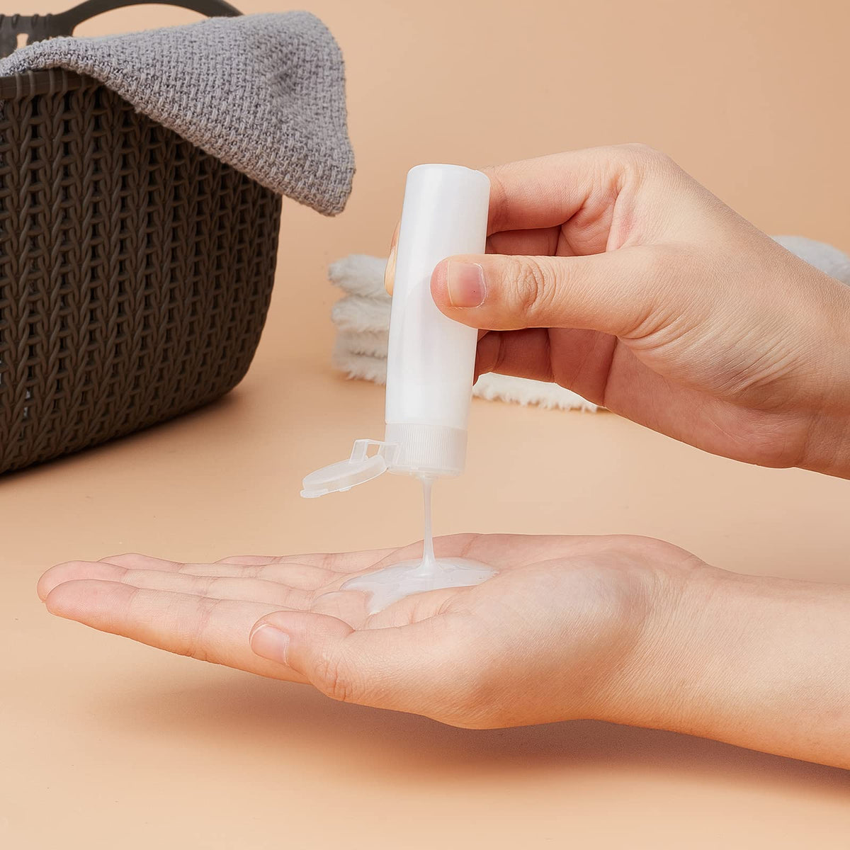 BENECREAT texture detail of soft plastic bottle illustrating flexible, durable squeeze benefit