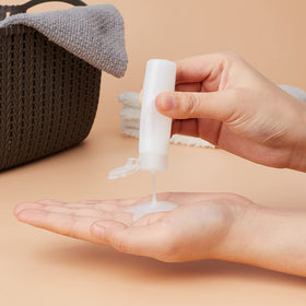 BENECREAT texture detail of soft plastic bottle illustrating flexible, durable squeeze benefit