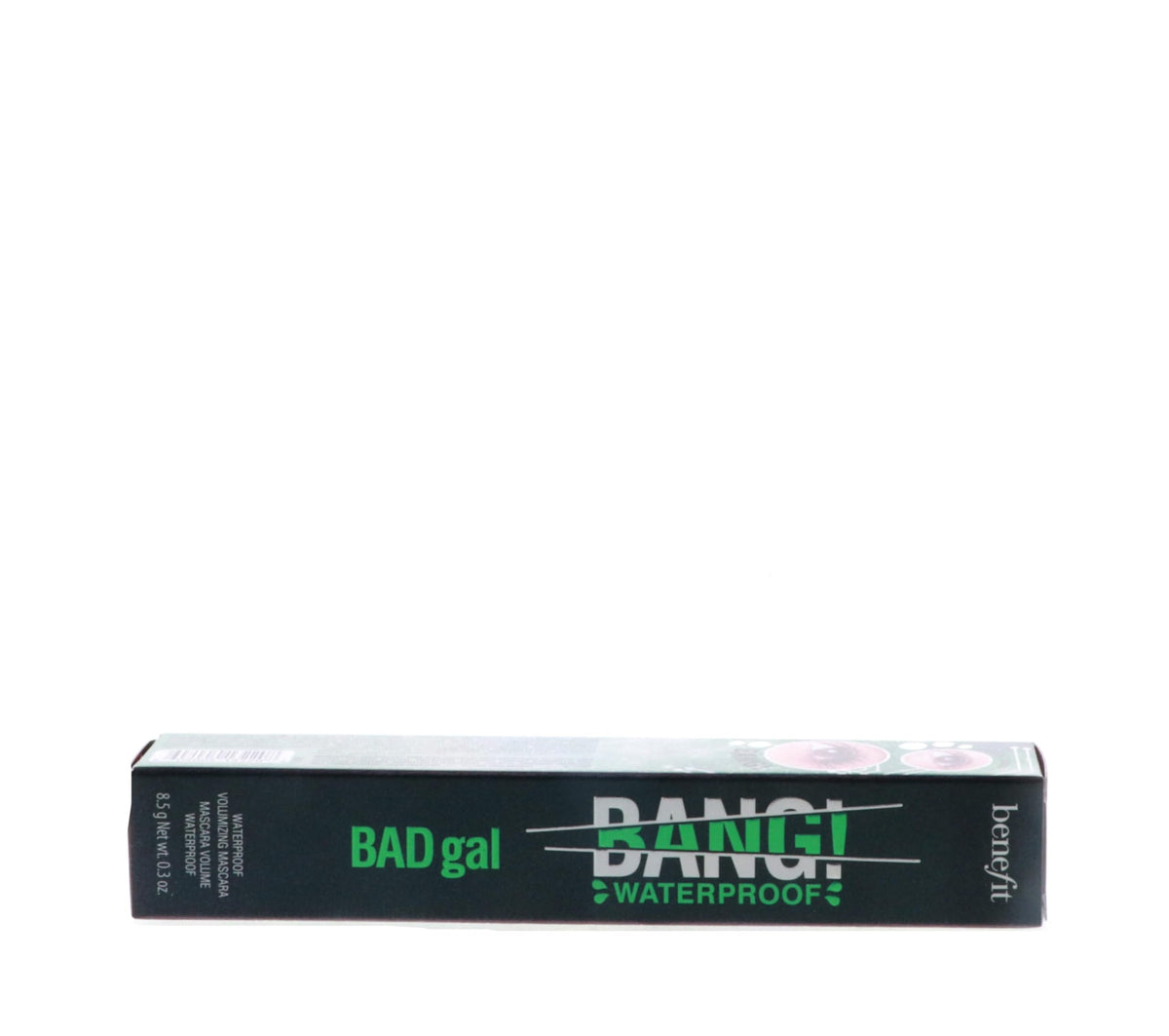 Benefit BADgal BANG product beside a ruler showing 0.3 oz scale and travel-friendly benefit