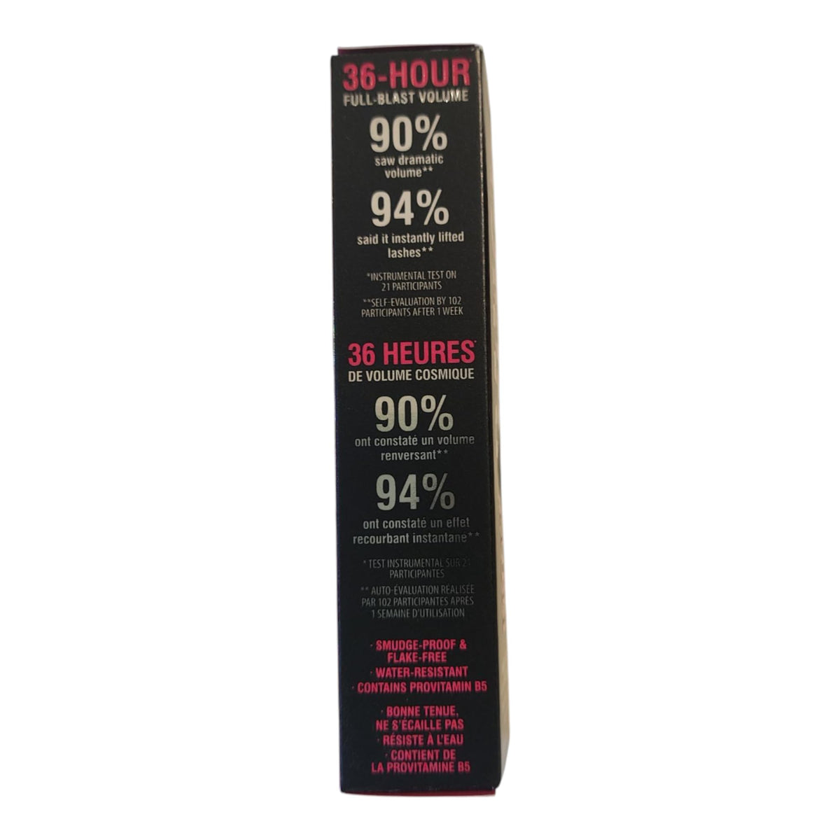 Benefit BADgal BANG texture swipe on skin showing lightweight formula and buildable volume