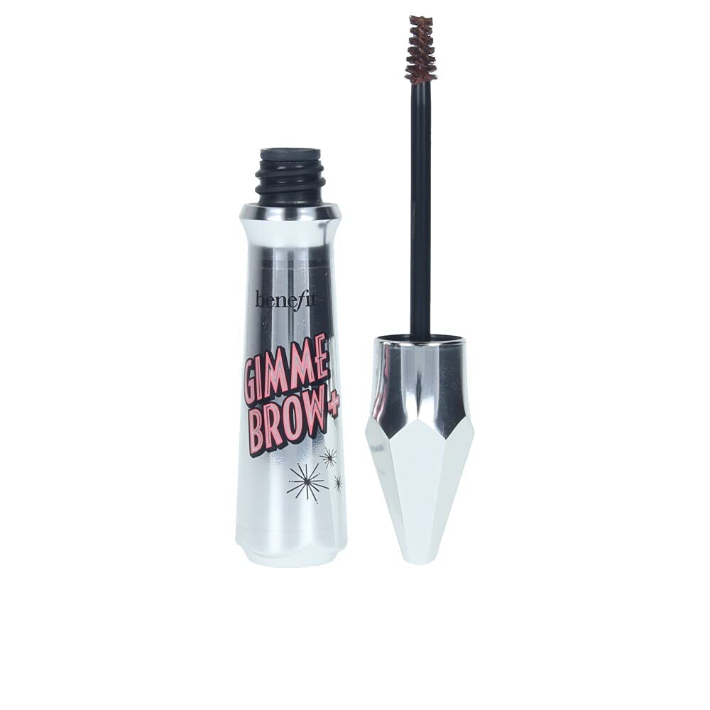 Benefit Gimme Brow tube and brush showing fuller, natural-looking brows