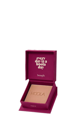 Benefit Hoola mini front packaging showing compact and brush, convenient for travel