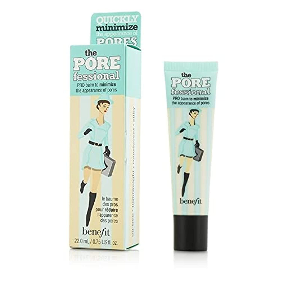 Benefit front packaging showing compact primer and clear branding for easy storage