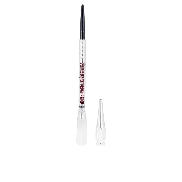 Benefit pencil front view showing warm light brown shade and precise tip for natural definition
