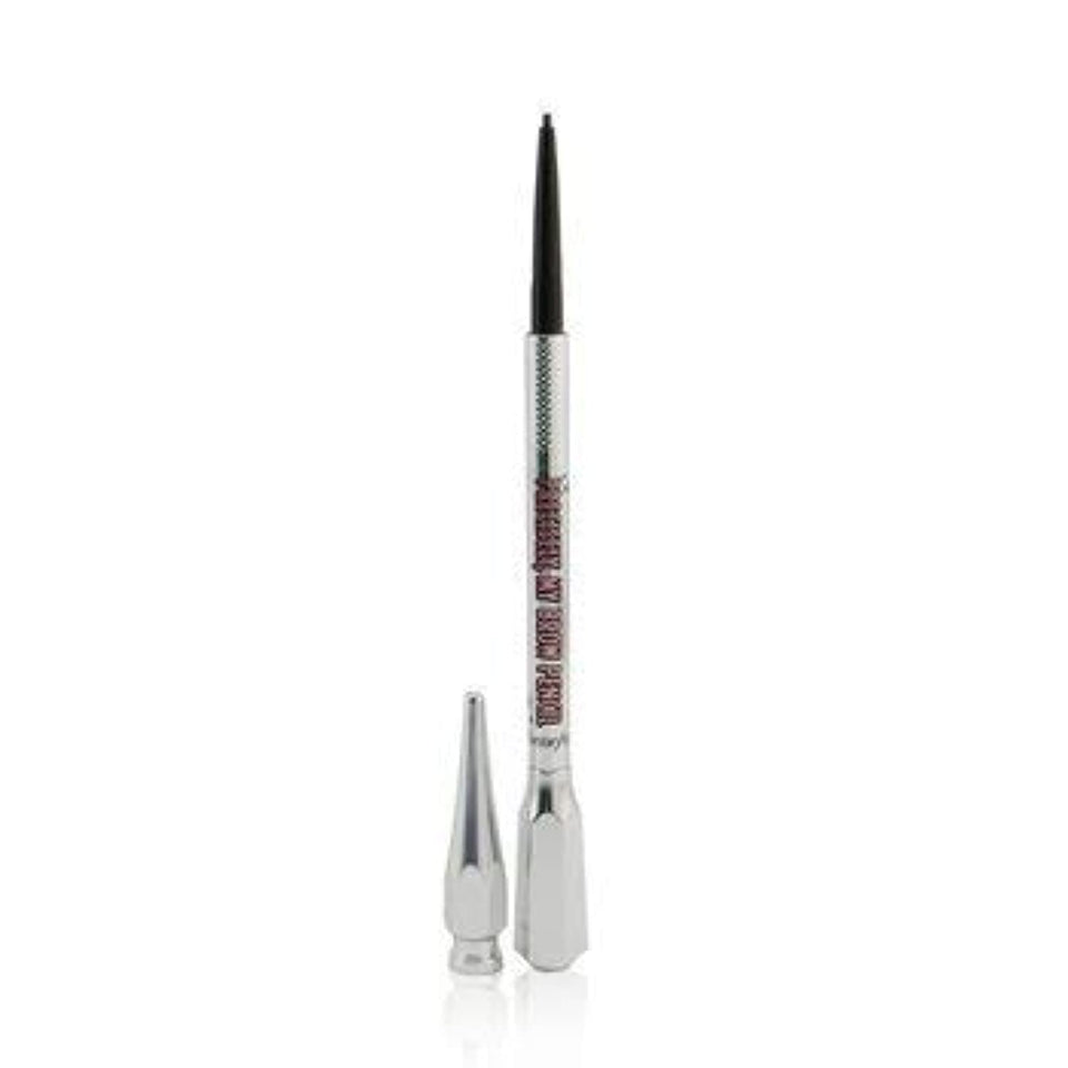 Benefit front view of pencil showing slim waterproof design and convenient spoolie