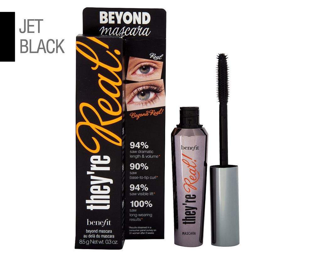 Benefit they're real being applied by hand in makeup routine for defined lashes