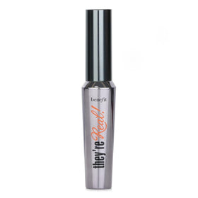 Benefit theyre real size comparison beside ruler showing compact 0.3 oz portability benefit