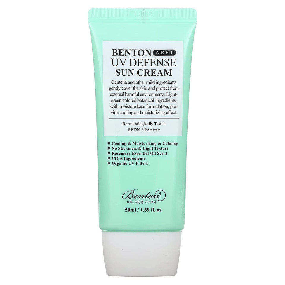 BENTON front packaging showing SPF50+ PA++++ protection and branding benefits