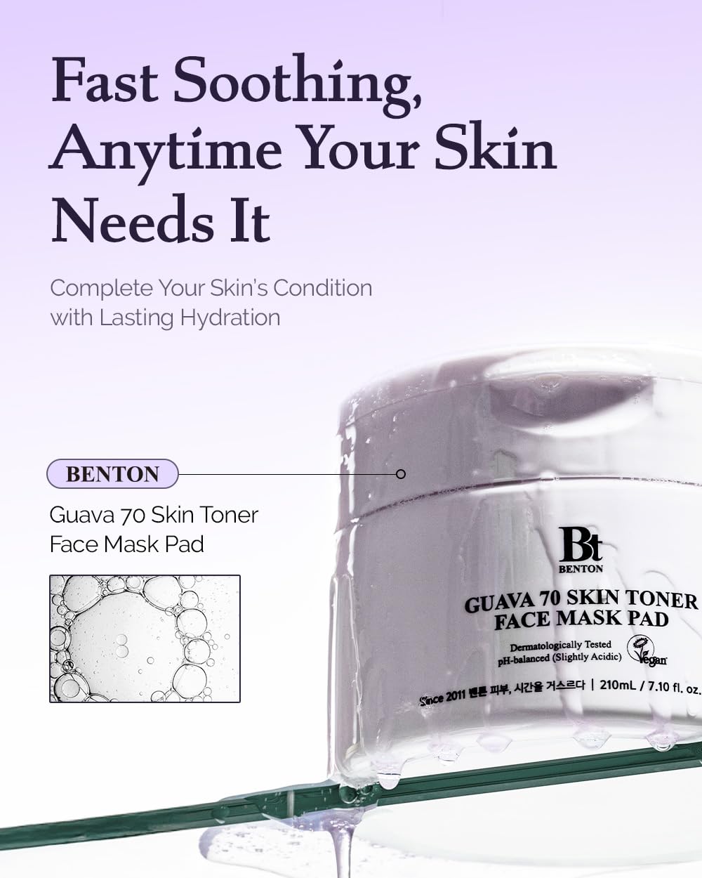 BENTON open jar with fully saturated toner pads for long-lasting use