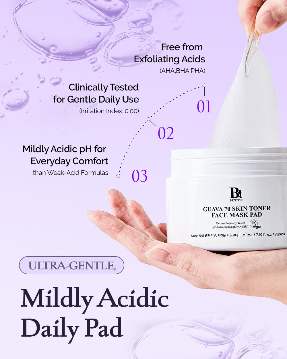 BENTON pad close-up revealing soft texture and even essence distribution
